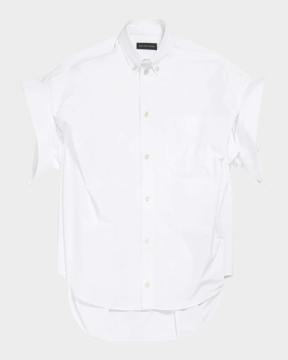 Tucked-Sleeve Button-Down Shirt